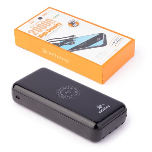 Power Bank sem Fio Indução 20.000mah compatível com iPhone e Samsung Galaxy (Preto)