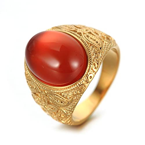 Bague anneau homme gothique acier inoxydable chevalière vintage avec pierre taille 54-66