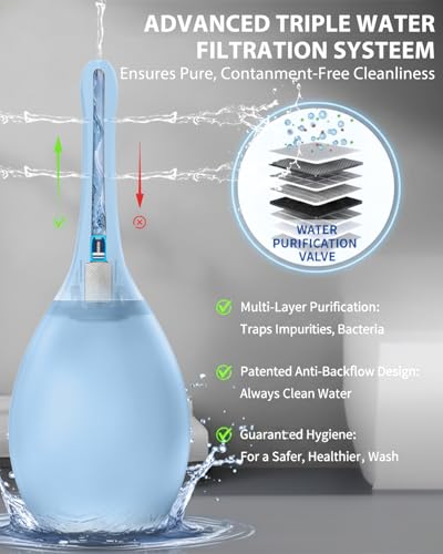 Image of Enemas Anal Douches Anti Backflow-Enema Bulb and Anal Cleaner for Men & Women, Reusable Douche Bottle for Women - Shower-Compatible Cleaner for Men, Easy to Use & Travel Friendly,Blue
