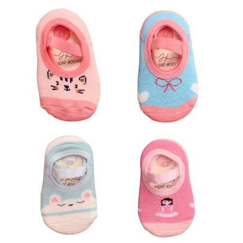 Kit 4 Pares Meia Sapatilha Antiderrapante Bebê Menina Infantil 0 A 10 Anos