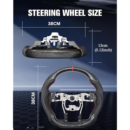 Image of KMH Premium Black Steering Wheel Compatible with Toyota Fortuner and Hilux 2016+, Crysta - Sporty Look, Enhanced Grip & Fit Plug and Play Car Interior Accessories (Carbon Copy)