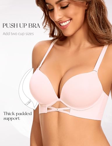 Image of Upushall Push Up Padded Bras for Women Add 2 Cup Plunge Tshirt Everyday Bra