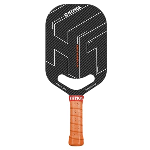 Pickleball Paddles, 3K Raw Carbon Fiber Pickleball Paddle with 14mm Thickness PP Honeycomb Core and Aero Throat, Designed for Unmatched Control and Added Power