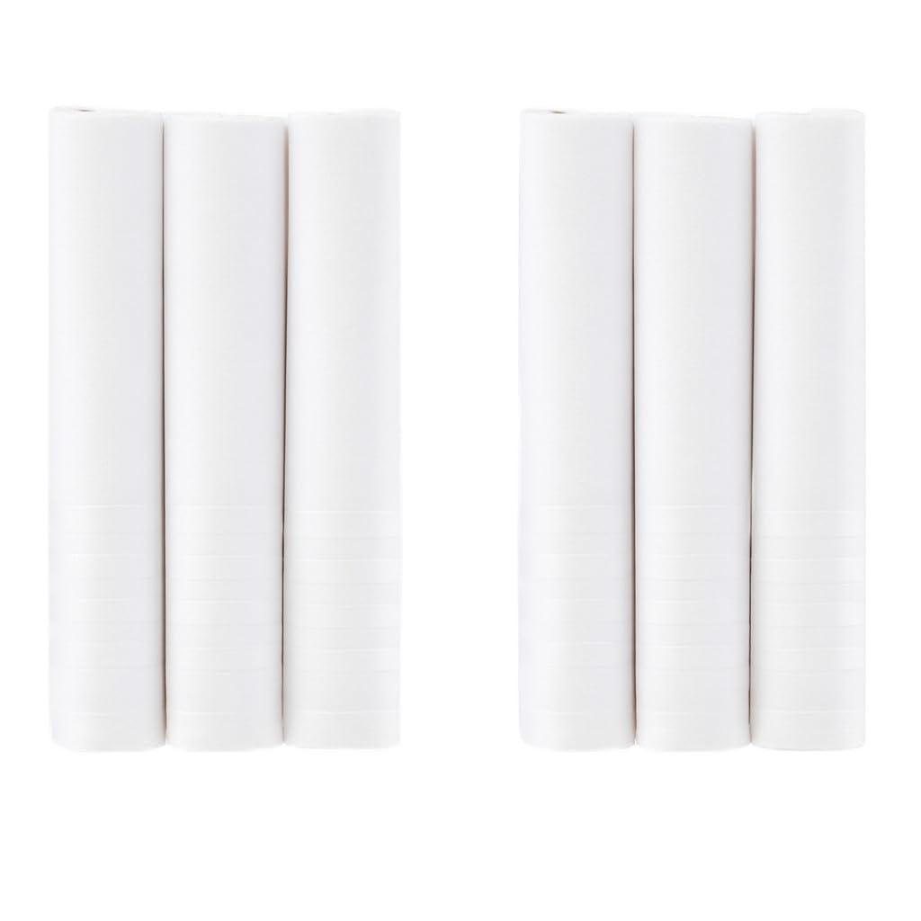 Mandittions Men's 2 Packs Plain White 2 Boxes Of 3 White Handkerchiefs For Plain Soft Cotton Large Size Hankies 45Cm X 45 Cm