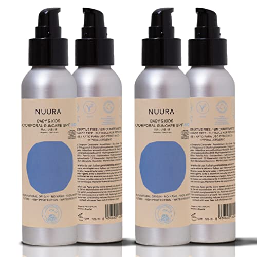 NUURA Protector Solar Mineral Infantil SPF 50 - Crema Solar Bebé y Niños, Fórmula Fluida y Biodegradable