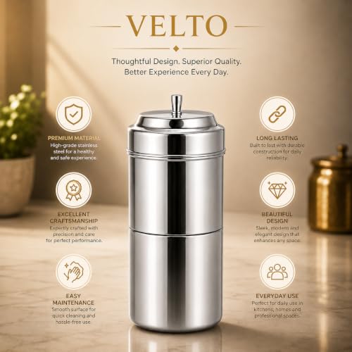 Image of VELTO Stainless Steel Coffee Filter for South Indian Filter Coffee, Coffee Decoction Maker, Filter Coffee Maker Steel, Coffee Filter for Home, 260g