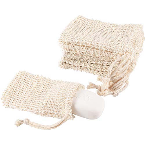 Madholly 8 Pcs Soap Exfoliating Bags- Natural Sisal Soap Saver Bag Pouch with Drawstring for Foaming, Drying Soaps, Exfoliation, Massage Shower Bath (5.3'' × 3.5'')