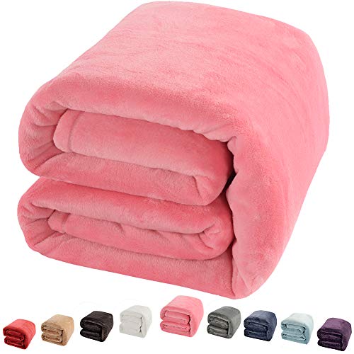Shilucheng Luxury Fleece Blanket Super Soft and Warm Fuzzy Plush Lightweight King Couch Bed Blankets - Pink