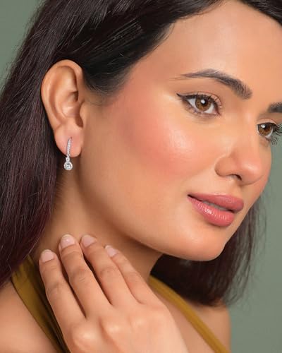 Image of CLARA 925 Sterling Silver Drop Earrings | Platinum Plated | Daily Wear |Gift for Women and Girls