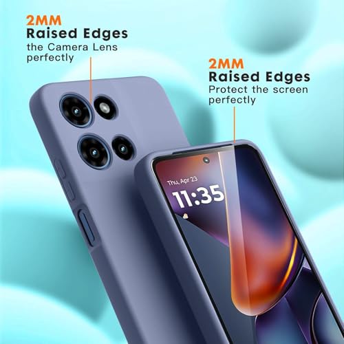 Image of DIZORO Microfiber Candy Case for Motorola G86 Power 5G Smooth Touch Cushion Liquid Soft Silicone Gel Rubber Phone Cases Non-Slip Full Body Protective Shockproof Back Cover -Lavender Grey