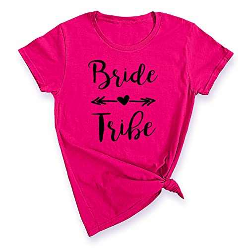 P&B Wedding Bridal Party Gear Bride Tribe Women's T-Shirt, 2XL, Cyber Pink