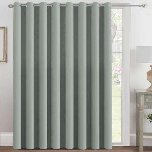 Image of H.VERSAILTEX Blackout Patio Curtains 100 x 90 Inches for Sliding Door Extral Wide Blackout Curtain Panels Thermal Insulated Room Divider - Grommet Top, 7.5' Tall by 8.3' Wide - Light Sage
