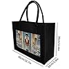 QMNALP Large Felt Tote Bag,cute Grocery Handbag Organizer for Work,Gym Vintage Nutcracker Printed Lunch Bag, Black-vintage Nutcracker, One Size #3