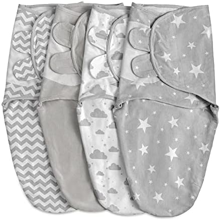 Soarwg Kids Baby Swaddle, Swaddle Blanket, Swaddle Sack, Nursery Swaddling Blankets 0-3 Months, STANDARD 100 by OEKO-TEX, Adjustable Newborn Swaddle Wrap Infant Sleep Sacks Babies Preemie 4 Pack Small