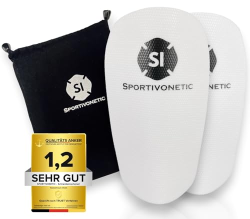 SPORTIVONETIC® High Performance Schienbeinschoner Anpassbar für Fußball, Erwachsene & Kinder, Damen & Herren, Fussball - Football, Shin Guards, Shin Pads, extra klein, dünn, Mini mit Beutel