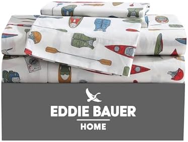 Eddie Bauer 4-Piece 100% Cotton Sheet Set – Deep Pockets, Crisp & Breathable