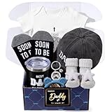 New Dad Gifts Box, 9 Pcs First Time Dad Gifts, Dad to Be Gifts for 1st Time with Tumbler Hat Onesie Socks Keychain for Baby Shower，Unique Kit for Soon to Be or Expecting Father