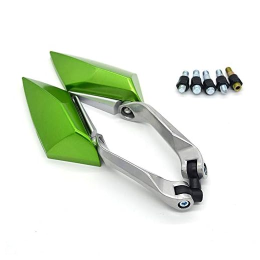 LIWIN-Moto Accesorios Espejos de la motocicleta de la moto CNC Retrovisor Espejo lateral de aluminio For Honda CB919 Hornet CB1000RR CB900 CB1300 For Kawasaki Z900 ER6N (Color : Green)