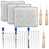 Filzunterlage zum Filzen 3 Stück Filznadeln zum Trockenfilzen Unterlage Nadelfilzen Werkzeugsatz 18x15 cm Filzmatten+3 Filznadelhalter und Filznadeln in 3 Größen Starterset für Filzset für Anfänger