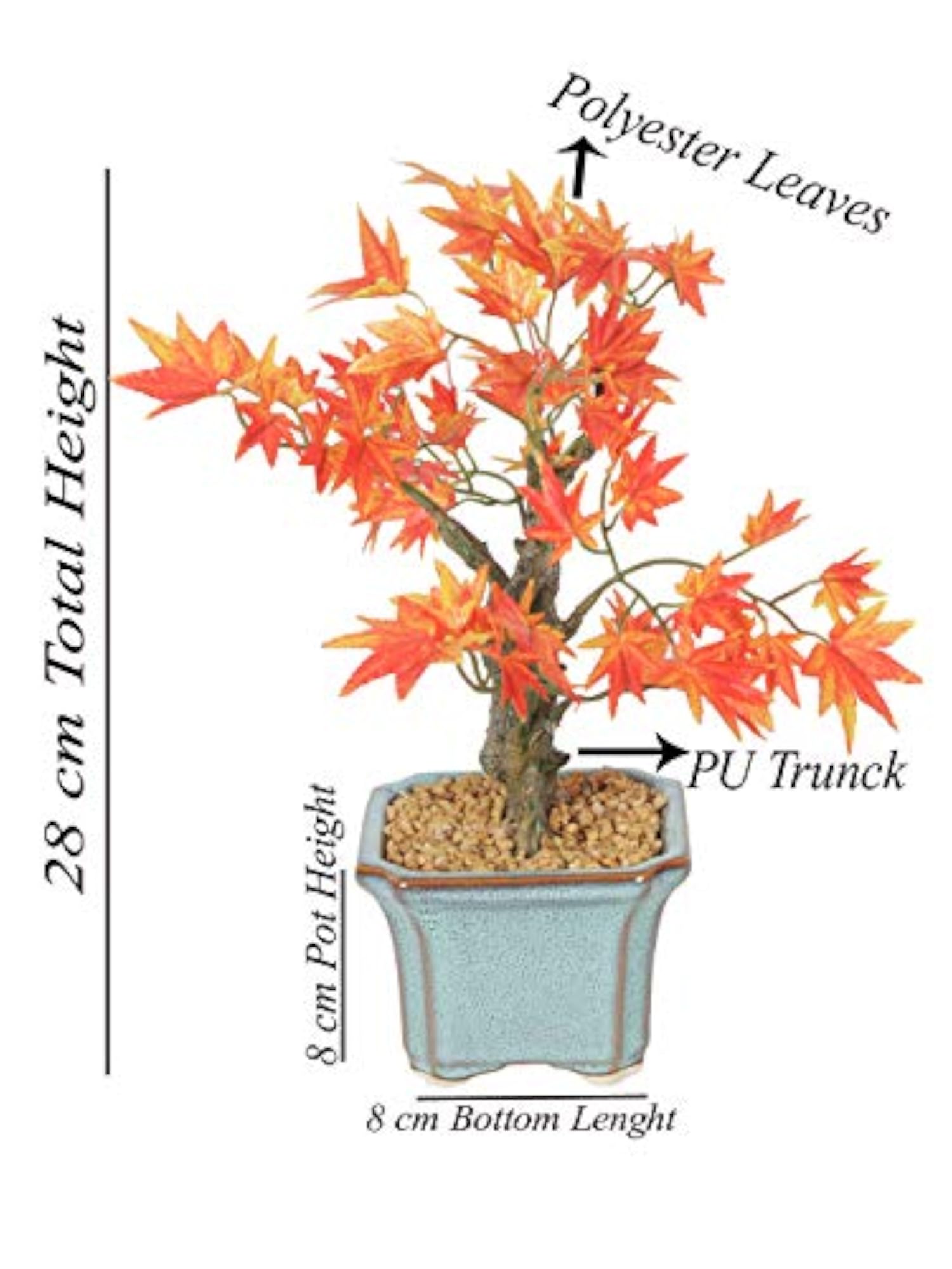 Artificial Japanese Maple Bonsai Plant in a Ceramic Vase for Home and Office Décor