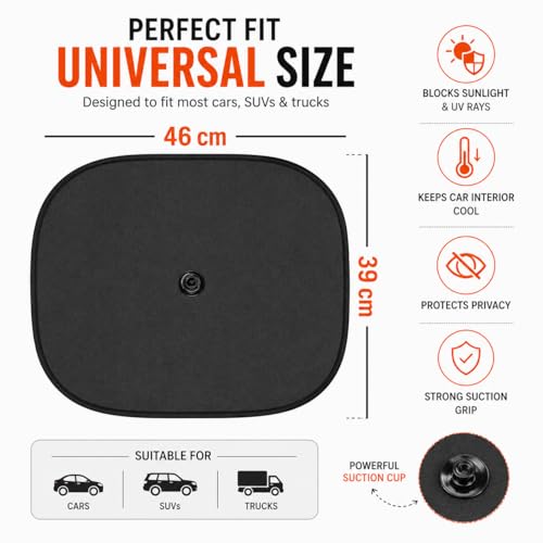 Image of AutokraftZ 𝗨𝗻𝗶𝘃𝗲𝗿𝘀𝗮𝗹 Car Window Sun Shade Protector for Heat Reduction 𝗣𝗔𝗖𝗞 𝗼𝗳 𝟲 with Suction Cup Easy to Use | Car Glass Cover for Sunlight | Shield & Blinds with 𝗘𝘅𝘁𝗿𝗮 𝗗𝗮𝗿𝗸