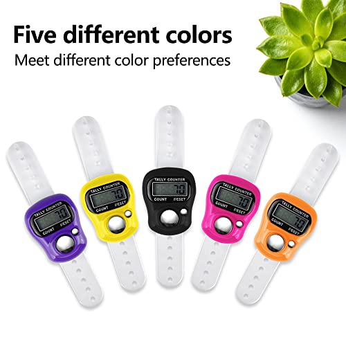Gvolatee 5 Stück Fingerzähler, Finger Counter Clicker Reihenzähler Mini Handzähler,5 Digit LCD-Display für Inventur, Sport, Marketing, Flugzeug, Golf (Zufällige Farbe)