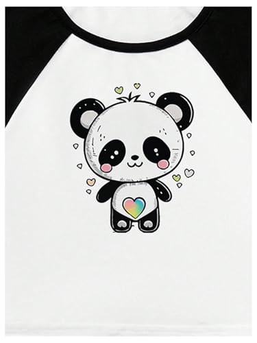 SHENHE Girl's Colorblock Cute Graphic Tees Raglan Short Sleeve Crewneck Casual Crop T Shirt Top3