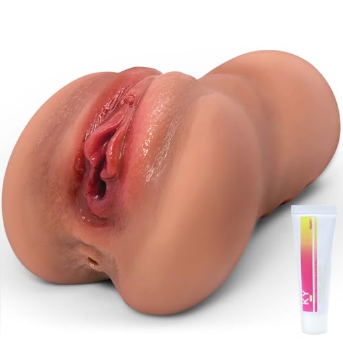 2 In 1 Taschenmuschi Sex Spielzeug für die Männer - Realistischer Masturbator mit 3D Realistische Klitoris Vagina Enger Anus Sexspielzeug für Männer mit Doppelkanal Masturbator Mann