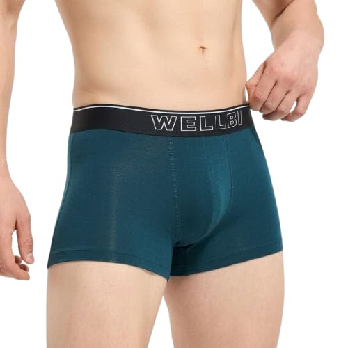 Image of Wellbi Mens Bamboo-Cotton Solid Trunks | 3x Softer Than Cotton | Breathable | Moisture-Wicking | 5x Odour Control | 4-Way Stretch | No Ride-Up Underwear