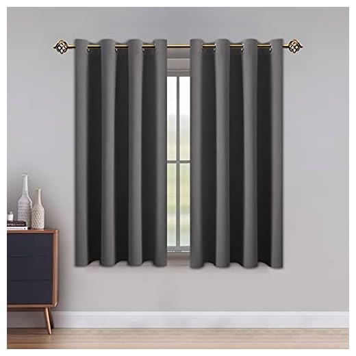 LUSHLEAF Blackout Curtains for Bedroom, Solid Thermal Insulated with Grommet Noise Reduction Window Drapes, Room Darkening Curtains for Living Room, 2 Panels, 52 x 63 inch Grey