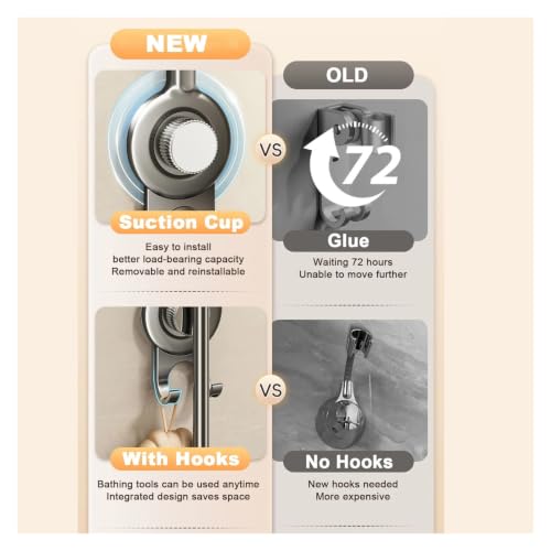 Support de douche ventouse réglable amovible orientable gris - 7