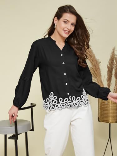 Image of J TURRITOPSIS Women's Rayon Stylish Embroidered Shirt