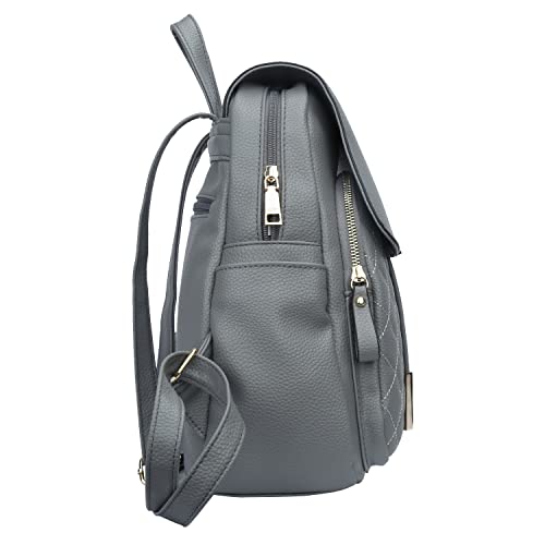 Image of KKXIU Quilted Trendy Leather Backpack Purse for Women and Ladies Shoulder Travel Daypacks Bags (Grey)