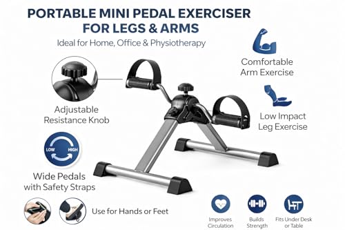 Image of Portable Pedal Exerciser Mini Exercise Bike with LCD Monitor, Adjustable Resistance, Under Desk Cycle Trainer for Arms and Legs, Home Workout Equipment for Fitness, Therapy & Recovery