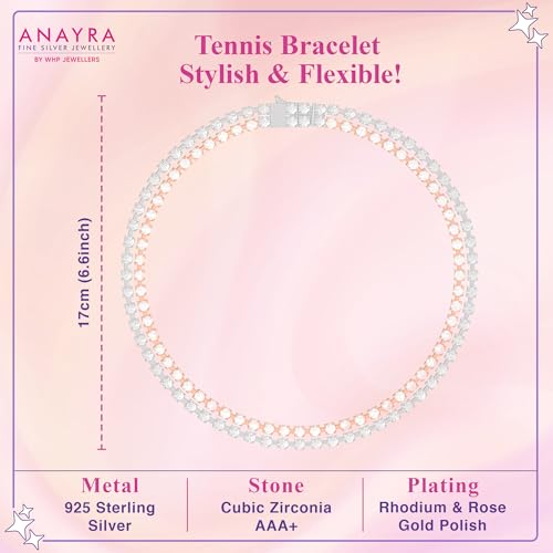 Image of 925 Sterling Silver Adjustable Bracelet for Women | Double Layer Crystal Tennis Design | Elegant Solitaire Star Link Style | Stylish Fashion Jewellery Gift for Girls & Women