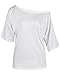 Price comparison product image Butterme Women Summer Short Sleeve Off-Shoulder Blouse Casual Tops Sexy Loose T-Shirts (White, Tag Size M)