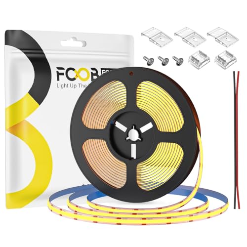 FCOB COB LED Strip Flexibele Hoge Dichtheid Warm Wit 2700K 480LEDs/m 5M DC12V 8mm Breedte CRI90 + Dimbare LED Strip Uniforme Helderheid voor DIY Decoratie (Niet inclusief Voeding Control)
