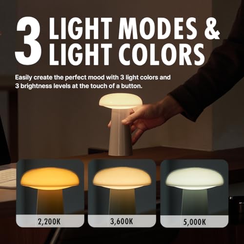 Image of LUMENA Space M1 Portable Table Lamp | Rechargeable LED Bedside Lamp with Detachable Shade, 3 Brightness Levels, 3 Light Modes, 5000mAh Battery, Wireless Mood Light for Room Decor (Light Green)
