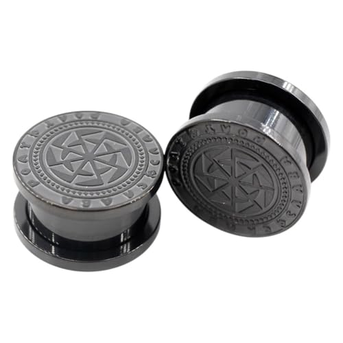 PAFIXEGINE New 2026 Unisex 2Pcs 8-25Mm Stainless Steel Rotate BIade Letter Ear Tunnels Plugs Flesh Expander Stretchers Gauges Piercing Body Jewelry Fashion Accessories Creative For Women And Men