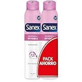 Sanex pH Balance Dermo Invisible, Desodorante Hombre o Mujer, Desodorante Spray, Pack 2 Uds x 200ml