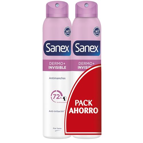 Sanex pH Balance Dermo Invisible, Desodorante Hombre o Mujer, Desodorante Spray, Pack 2 Uds x 200ml