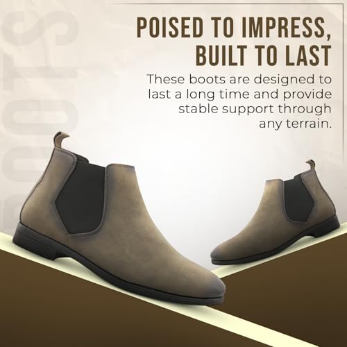 Image of STANPHORD Men Glossy Chelsea Ankle Boots | PU Slip-On Block Heel | Casual Party Office Outdoor Wear (TPSG 9536)