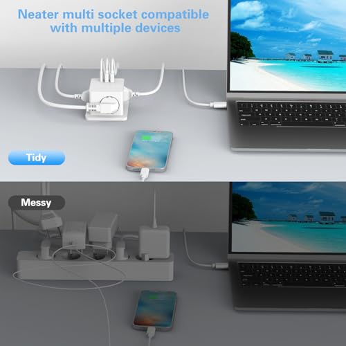 Steckdosenwürfel ohne Kabel, Steckdosenadapter mit USBC für DE/NL/ES/SE/FR, 4000W Cube Mehrfachsteckdose mit 3 USB, 3 Fach Mehrfachstecker für Steckdose mit Überspannungsschutz & Kindersicherung 5