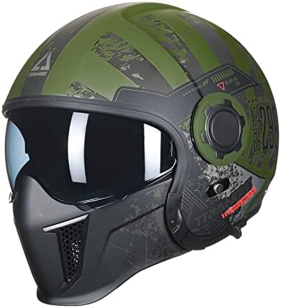 TRIANGLE Open Face Motorcycle Helmet Half for Men Cruiser Scooter Street Bike DOT Approved (X-Large, Green)…