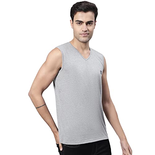Image of Mack Jonney Regular Fit Cotton Solid Gym Vest for Men-V SL ANTHRA 01-P