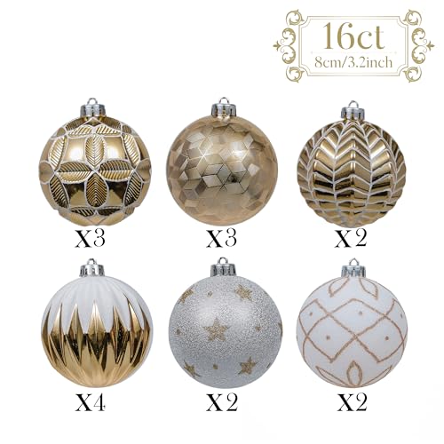 Valery Madelyn Weihnachtskugeln,16 Stücke 8cm Christbaumkugeln Weihnachtskugel Weihnachtsdeko Bruchsichere mit Geschenkpaket… – Ansicht 6