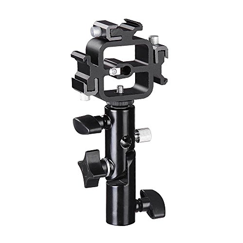 Triple Hot Shoe Mount Adapter Live Stream Flash Light Stand Umbrella Holder Bracket Swivel