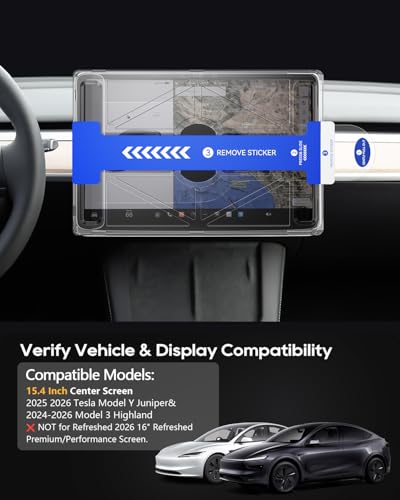 Image of LFOTPP Matte Screen Protector (15.4 Inch) for 2024-2026 Tesla Model 3 Highland & 2025-2026 Model Y Juniper, Anti-Glare Glass, Fit Standard 15.4 inch, Not fit Refreshed 16 inch Screen