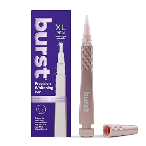 Burst Precision Whitening Pen, 9% HP, 45 Whitening Treatments, Enamel Safe, Vegan, Paraben Free, Delicious Flavor, Rose Gold, 1 Count