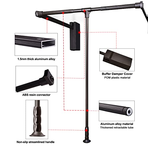 Pull Down Closet Rod for Hanging Clothes, Retractable Wardrobe Hanger for Cabinet Inside Width 26"~35", Aluminium alloy Tubing with Plastic Housing, 44 lb Weight Rating